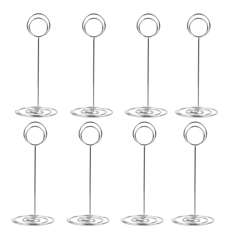 Radezon 20 Pack 8.75 inch Tall Table Number Holders Place Card Holder Table Picture Holder Wire Photo Holder Clips Picture Memo Note Photo Stand (Silver) - Image 1